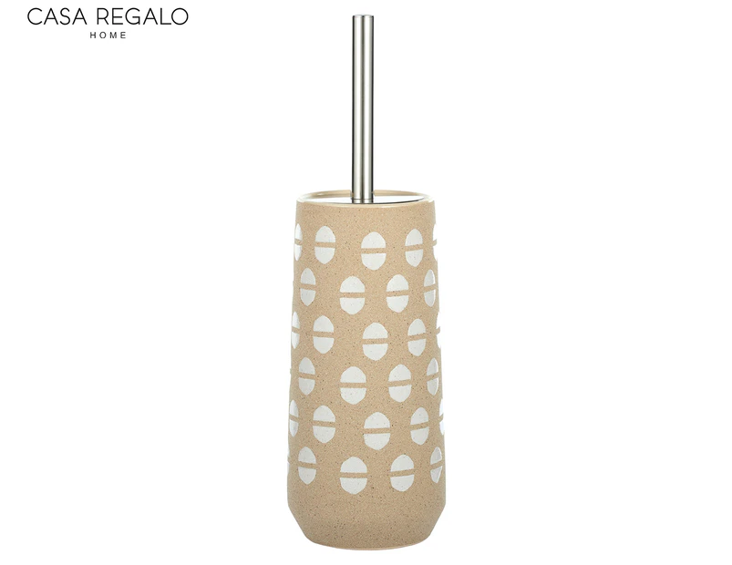 Casa Regalo Acorn Ceramic Toilet Brush & Holder - Natural/Silver