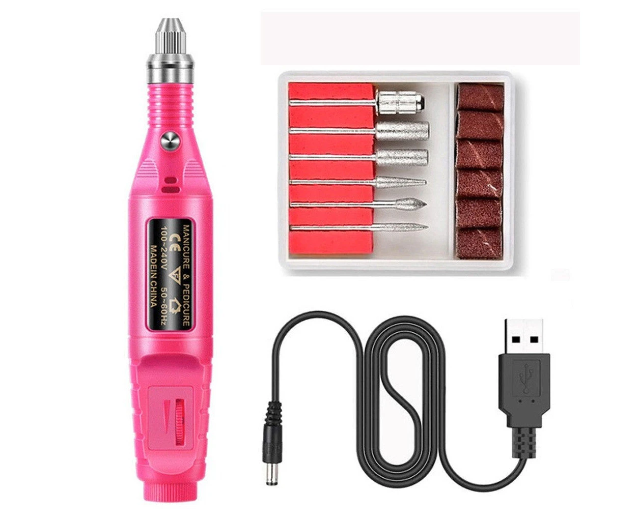 Electric Nail Drill Kit Polisher Manicure Pedicure Ceramic Gel Tools - Rose