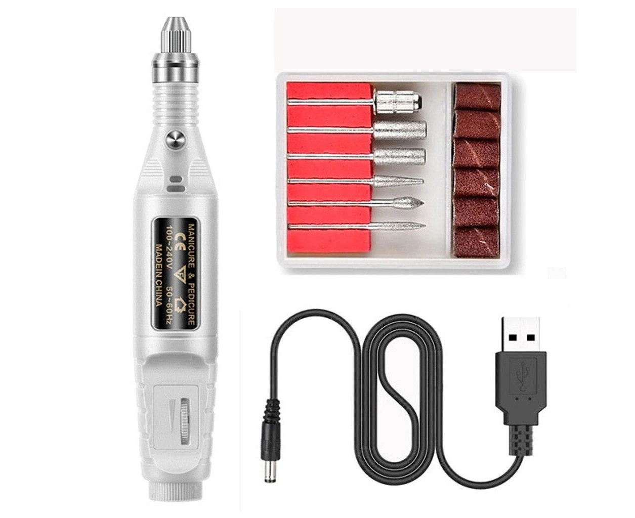 Electric Nail Drill Kit Polisher Manicure Pedicure Ceramic Gel Tools - White