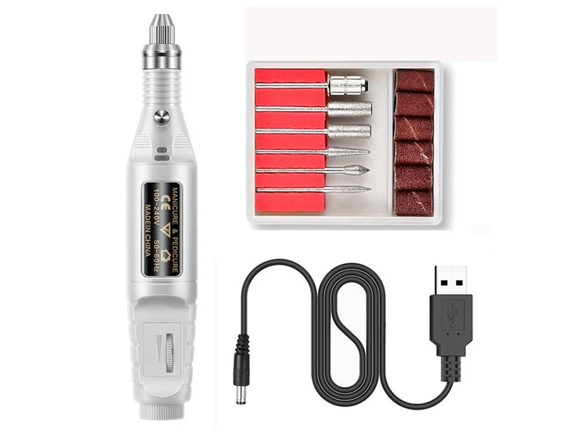 Electric Nail Drill Kit Polisher Manicure Pedicure Ceramic Gel Tools - White