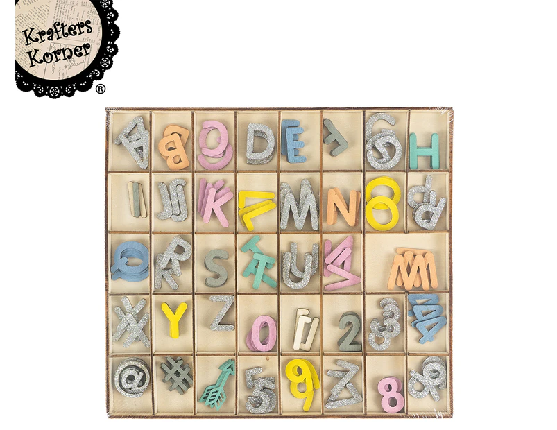 Krafters Korners 117-Piece Wooden Letters, Numbers & Symbols Set