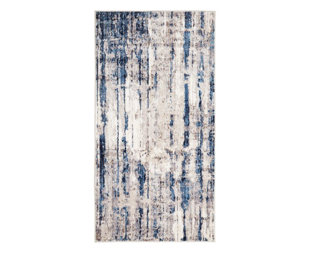 Modern Blue Toned Carpet Abstract Distressed Rug Soft Turkish Rug Large Rug