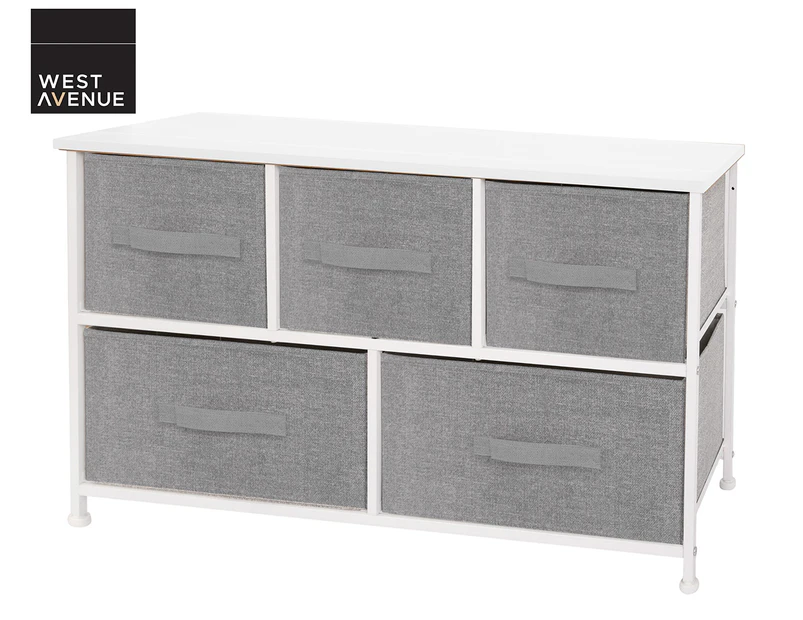 West Avenue 5-Drawer Chest - White/Charcoal