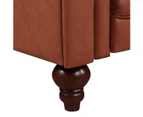 3 Seater Brown Sofa Lounge Chesterfireld Style Button Tufted in Faux Leather