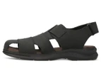 Clarks Men's Hapsford Cove Sandals - Black Tumbled Leather