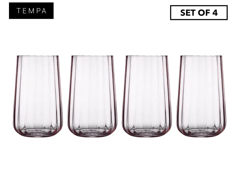 4pc Tempa Esme 450ml Crystal Highball Tumbler Water Cocktail Glassware Cup Blush