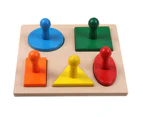 Montessori Knob Puzzle Wooden Board 5 Color Geometric Shape Baby Educational Toy