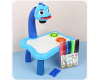 Musical Projector 24 Pattern Painting Drawing Table Desk Kids Early Learning Toy - Blue