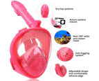Winmax Kids Snorkel Mask Full Face with Camera Mount 180 Degree Panoramic View Snorkeling Set-Pink