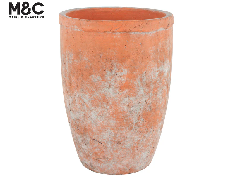 Maine & Crawford 30cm Sersi Antiqued Face Concrete Vase - Terracotta