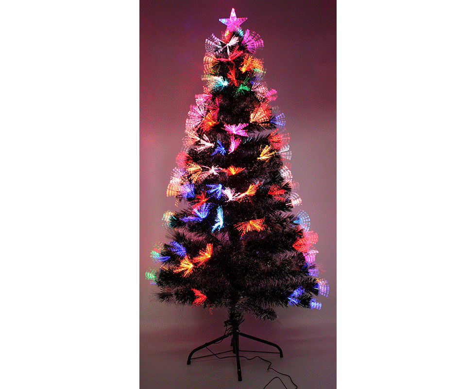 Christmas Tree 90CM Fibre Optic Green Snowy White Tipped Colorful Flashing Light