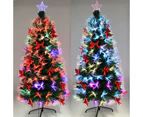 Christmas Fibre Optic Green Tree With Red Bowknot 90 CM Ultra Bright Multicolour Changing LED Lights