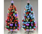 Christmas Fibre Optic Green Tree With Red Bowknot 180 CM Ultra Bright Multicolour Changing LED Lights