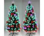 Christmas Fibre Optic Green Tree With Red Bowknot 120 CM Ultra Bright Multicolour Changing LED Lights