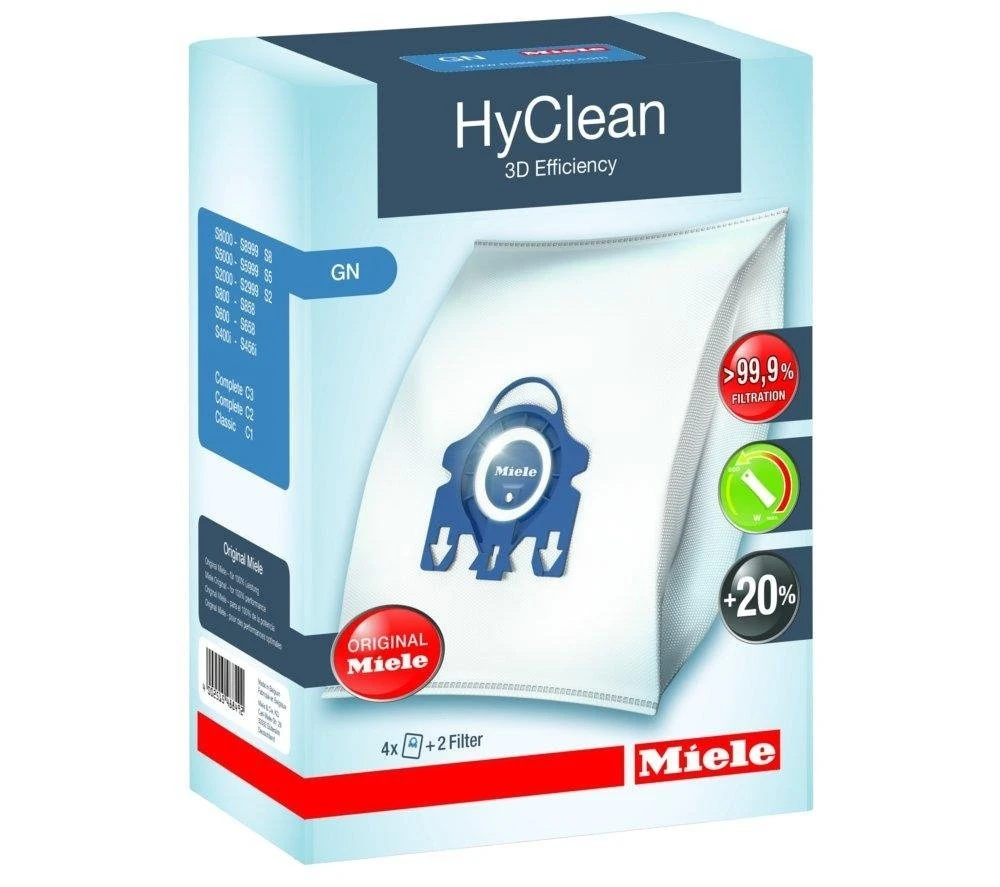 Genuine Miele AirClean/HyClean 3D Efficiency Dust Bag, Type GN, 4 Bags & 2 Filters 10123210 BuyParts