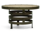 Rustic Industrial Spiral Round Coffee Table with Wood Top