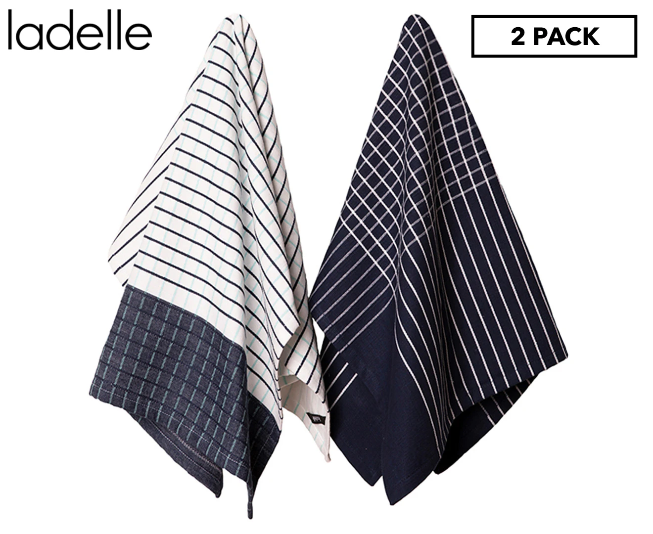 Ladelle Kyrie Cotton Set of 2 Jumbo Kitchen Towels 60 x 80 cm Navy