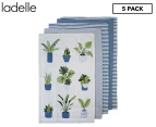 Ladelle Plant Life Kitchen Towel 5-Pack - Blue