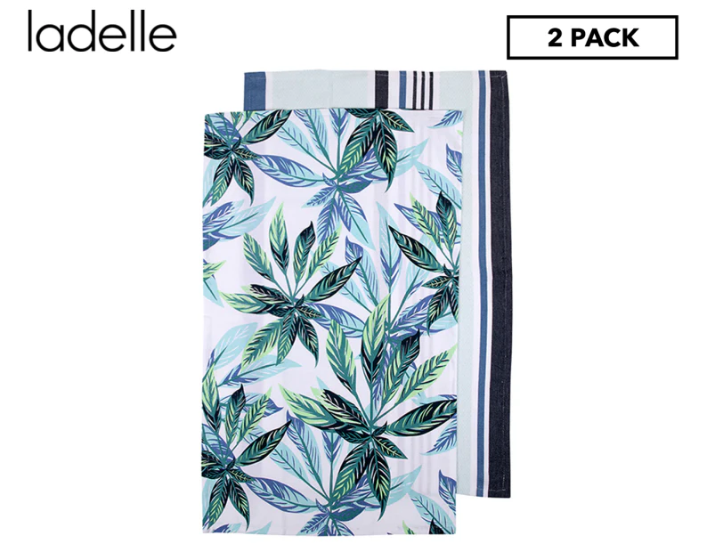 Ladelle 45x70cm Zest Kitchen Towel 2-Pack - Leaves Green