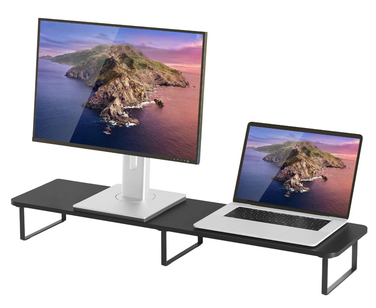 Activiva 100cm Dual Monitor/Computer/Laptop Riser/Stand Black f/ 13"~32 Screen