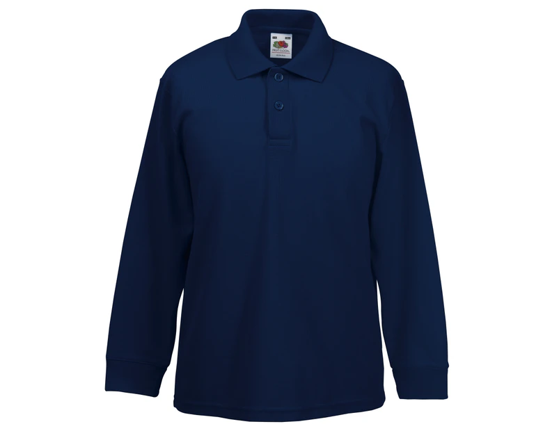 Fruit Of The Loom Childrens Long Sleeve 65/35 Pique Polo / Childrens Polo Shirts (Deep Navy) - BC380