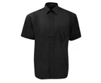 Russell Collection Mens Short Sleeve Poly-Cotton Easy Care Poplin Shirt (Black) - BC1029