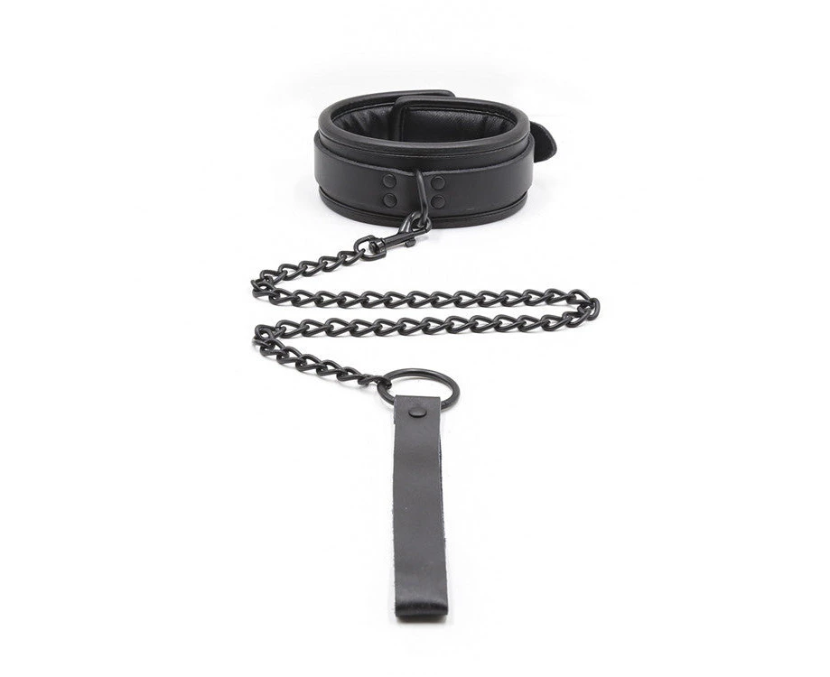 BDSM Faux Leather Bondage Collar with Leash