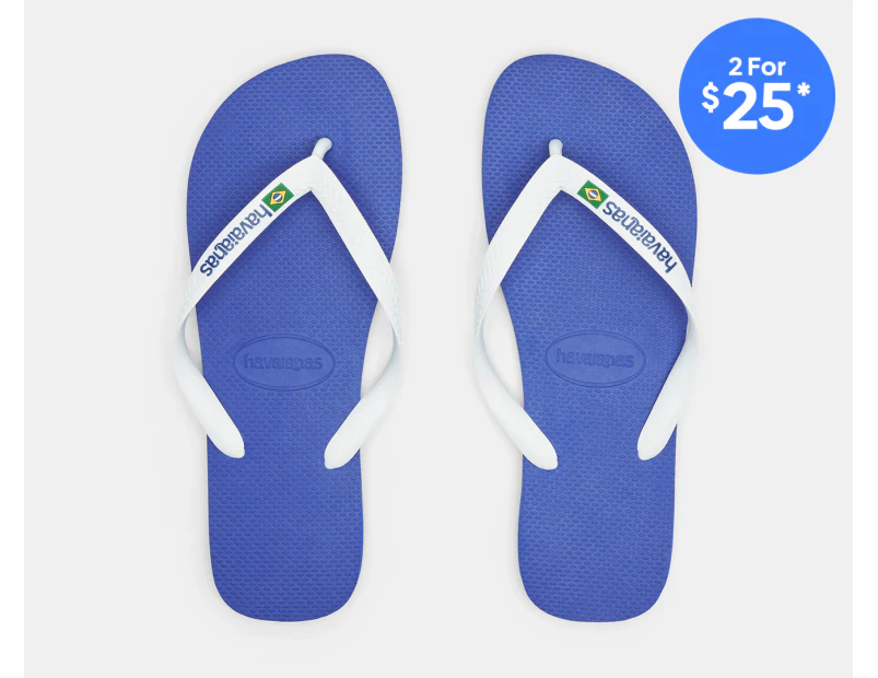 Havaianas Unisex Brasil Logo Thongs - Marine Blue