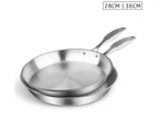 SOGA Stainless Steel Fry Pan 28cm 36cm Frying Pan Top Grade Induction Cooking