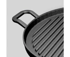 SOGA 2X 30cm Ribbed Cast Iron Frying Pan Skillet Coating Steak Sizzle Platter