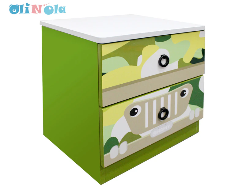 Oli And Ola Camouflage Kids' Bedside Table - Green