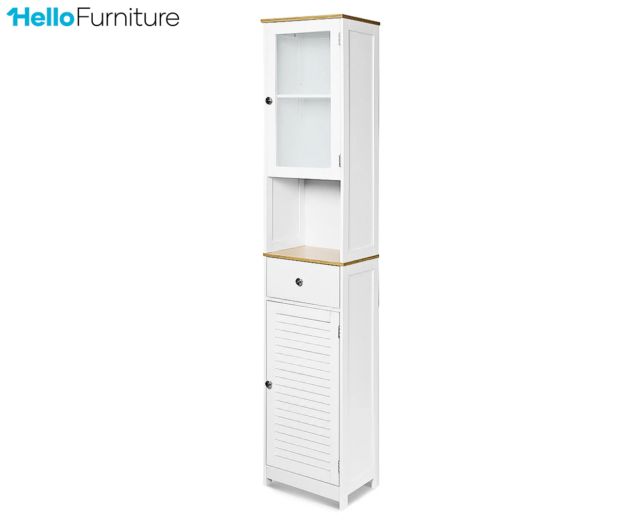 HelloFurniture Auston Tall Bathroom Storage Cabinet - White