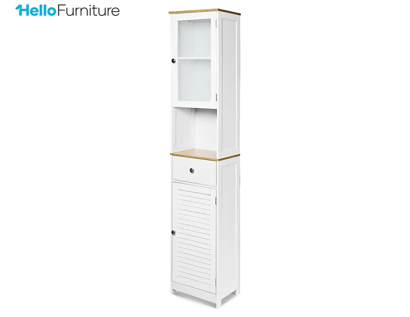 HelloFurniture Auston Tall Bathroom Storage Cabinet - White