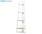 HelloFurniture Hawaii 4-Tier Ladder Corner Shelf - White