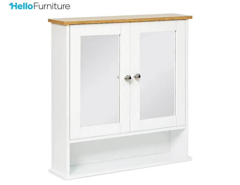 HelloFurniture Auston Double Door Mirror Bathroom Cabinet - White