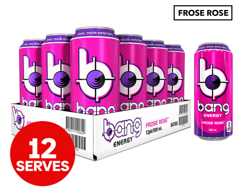 12 x Bang Energy VPX RTD Cans Frose Rose 500mL