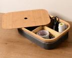 Ortega Home Small Storage Box w/ Bamboo Lid - Grey