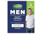 Depend Real Fit Night Defence Incontinence Underwear Men Large 8 Pack