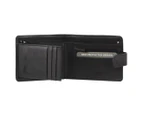 Milleni Mens Leather Tab Wallet Card Holder RFID Blocking Snap-Lock - Black