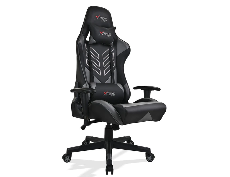 Xtreme Gaming Racing Office Chair PU Leather Computer Executive Ergonomic Seat D - Grey