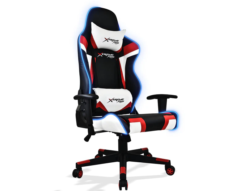 Xtreme Racing Gaming Office Chair LED Seat RGB PU Leather Computer Executive B - Red