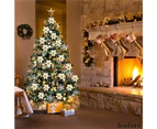 120pcs Glitter Artificial Christmas Tree Decoration Flowers - Gold