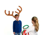 2 Sets Inflatable Antler Reindeer Hat Ring Toss Xmas Birthday Party Game Holiday Toys