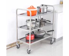 SOGA 3 Tier 86x54x94cm Stainless Steel Kitchen Dinning Food Cart Trolley Utility Round Large