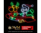 LED Rope Lights Santa Reindeer in Rocket Christmas Decoration