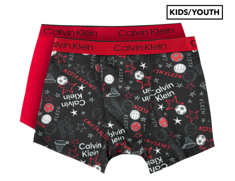 Calvin Klein Boys' Performance Boxer Briefs 2-Pack - Red/Black Sports<!--  -->