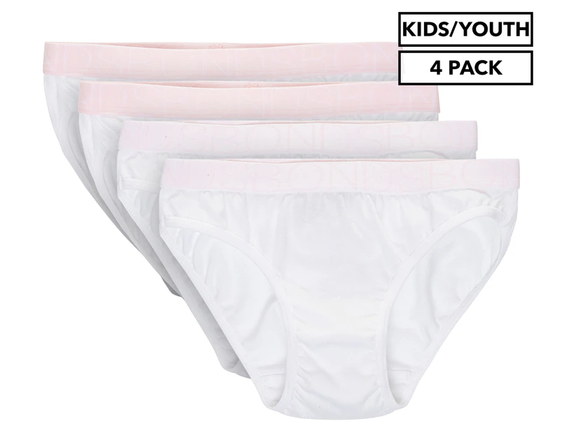 Bonds Girls' Bikini Briefs 4-Pack - Pink/White