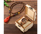Casual Men's Wood Watch Necklace Set Quartz Watch Wooden Watch Box