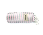 Turkish Towel, Beach Bath Towel, CottonAge Esperance Series, 420g, Pink-Dark Grey
