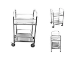 SOGA 2 Tier 500x500x950 Stainless Steel Square Tube Drink Wine Food Utility Cart